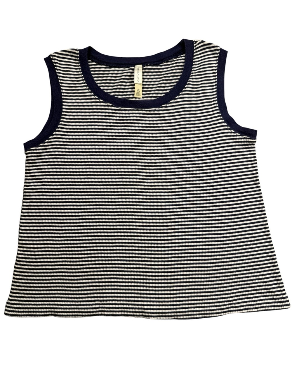 White Stag Large Women’s Navy & White 100% Cotton Striped Tank Top Summer Pool
